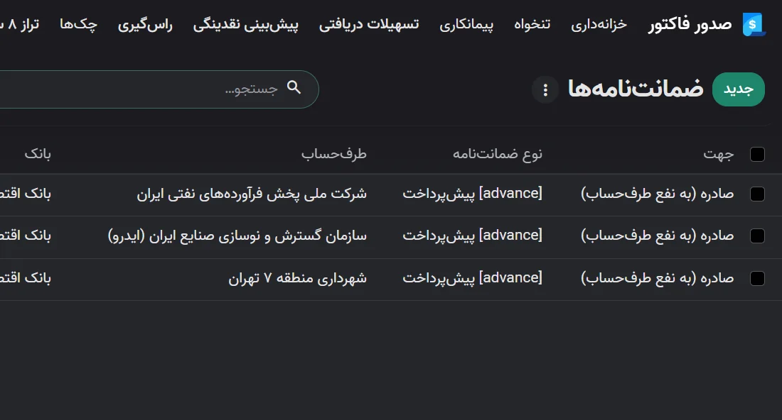 ضمانت‌نامه‌های بانکی
