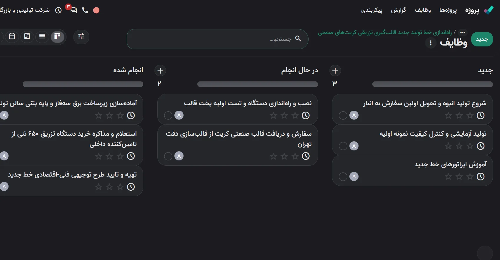 همهٔ کارها روی یک بورد